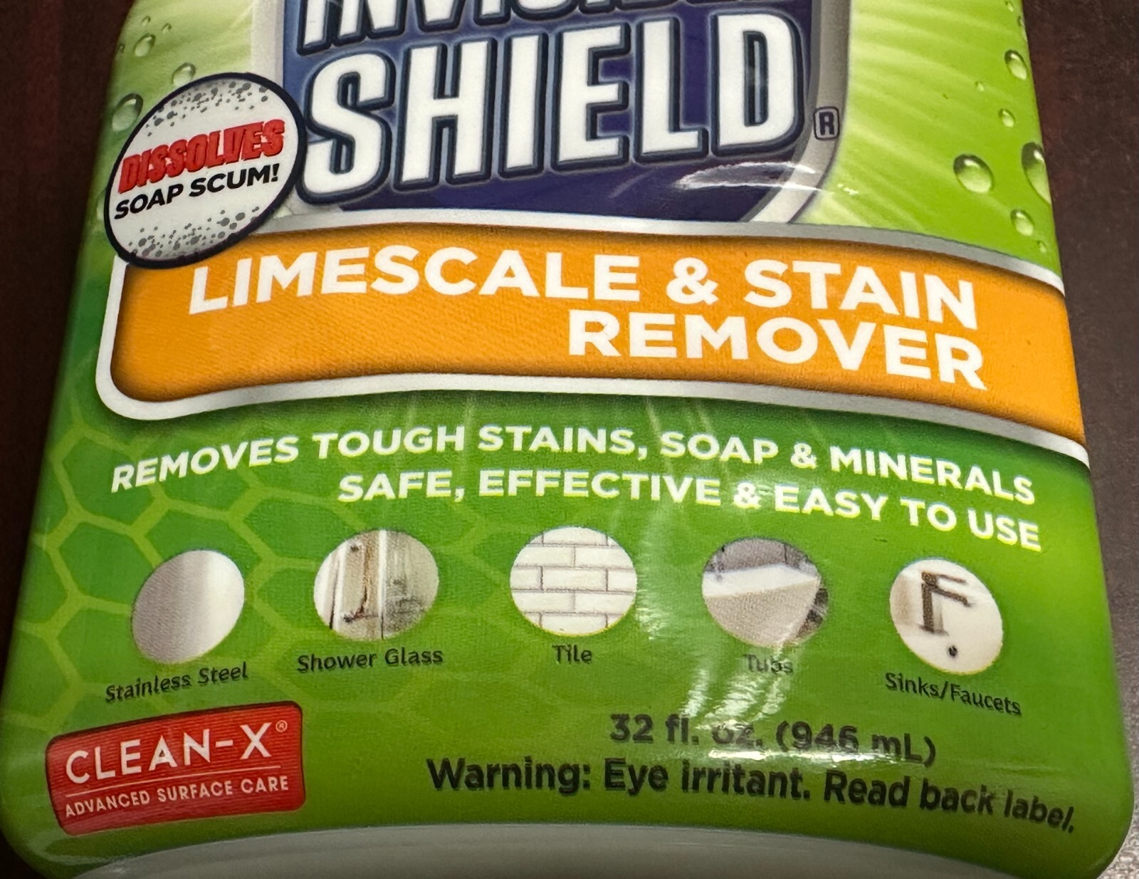 INVISIBLE SHIELD Shower Glass Tile Tub Sink LIMESCALE & STAIN REMOVER No Scrub