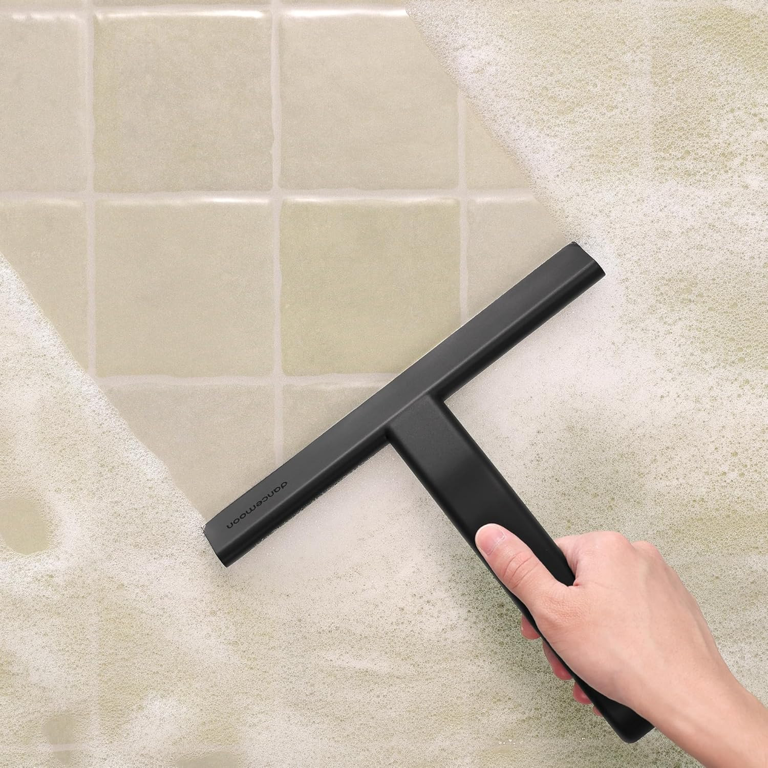 dancemoon JustHang Shower Squeegee for Glass Doors, All-One-Piece Award-Winning