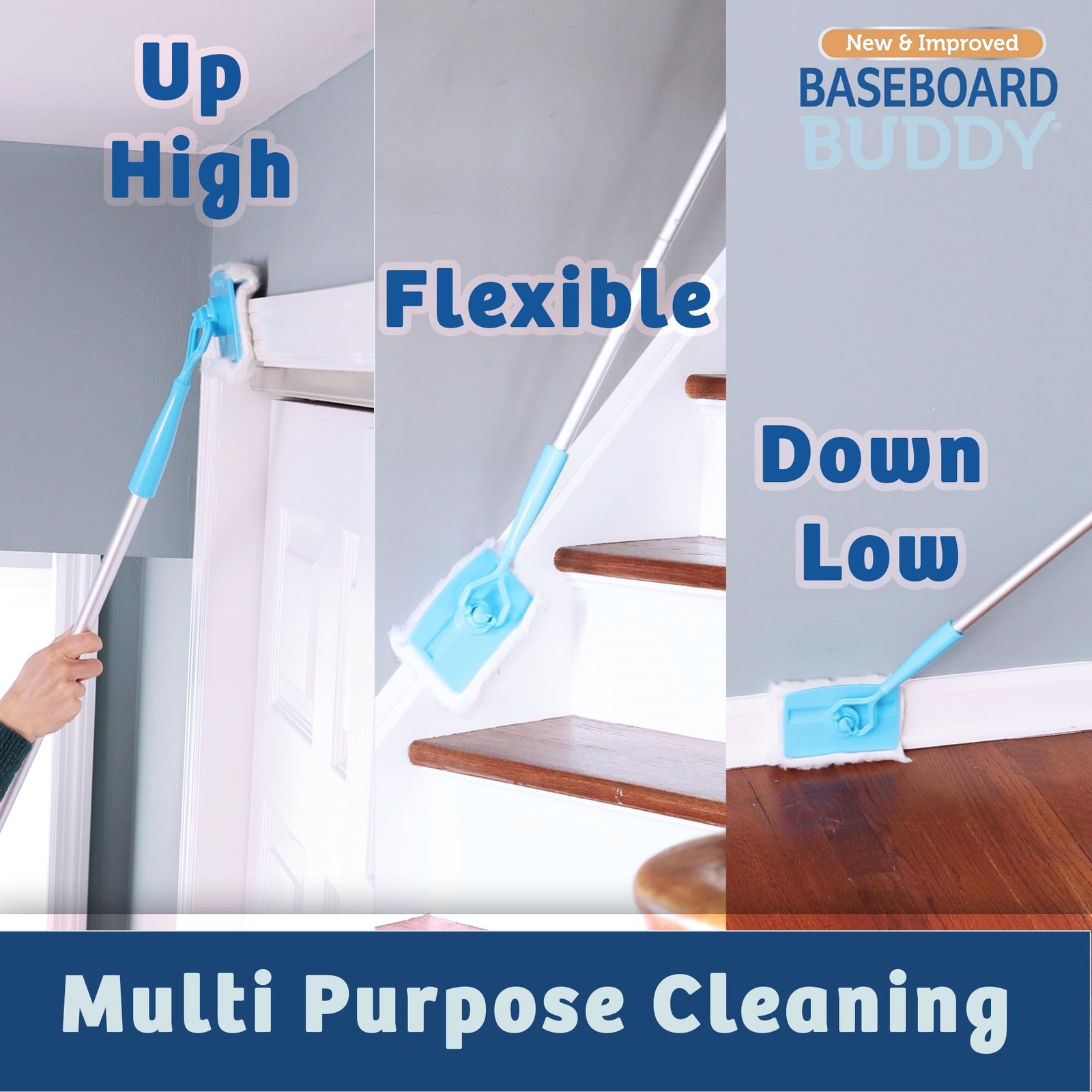 Baseboard Buddy | Lightweight Home Cleaning Essential, Buddy, Blue