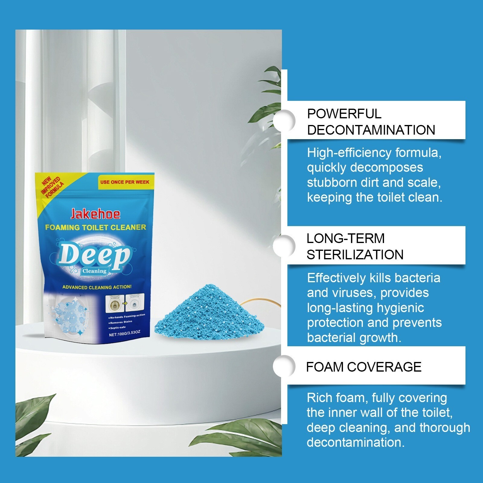 1-5x Splash Foam Toilet Bowl Stains Cleaner Powder 100g Remove Odor Stains Fresh