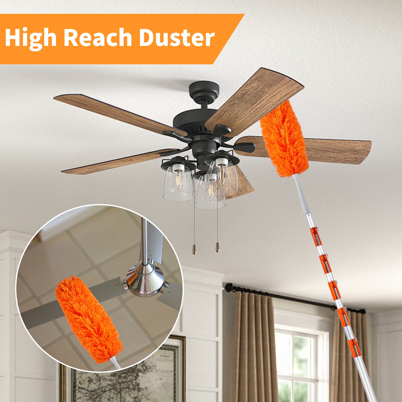 12/24/30ft Reach Duster Kit with 4-12 ft Extension Telescopic Pole US