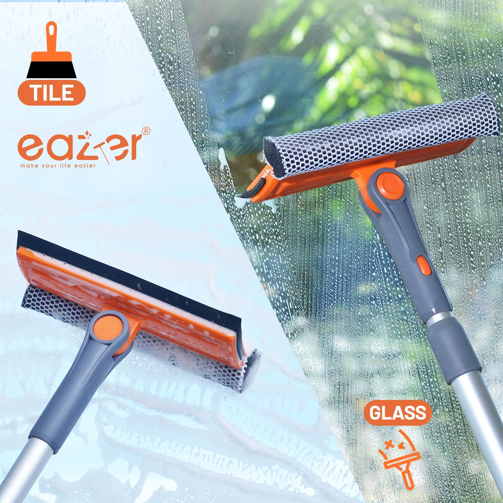 Professional Window Squeegee, 2-in-1 Rotatable Squeegee for Window Cleaning K…