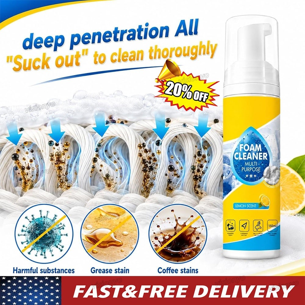4-in-1 Multi-Enzyme Foam Cleaner, All-Purpose Spray 5oz with Sponge & Towel