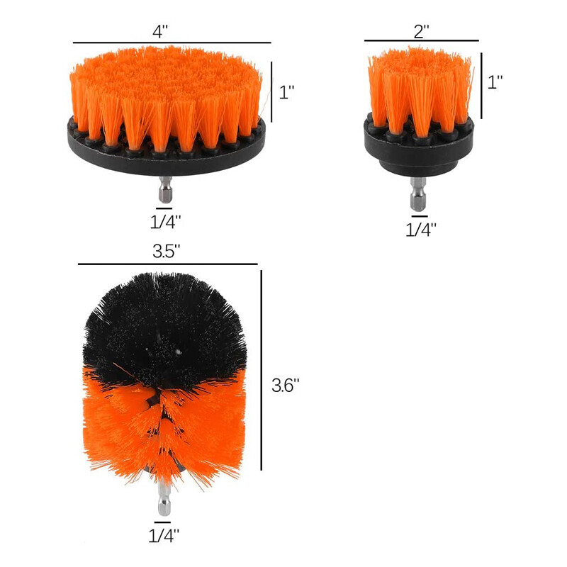 Drill Brush Set Power Scrubber Drill Attachments For Carpet Tile Grout Orange