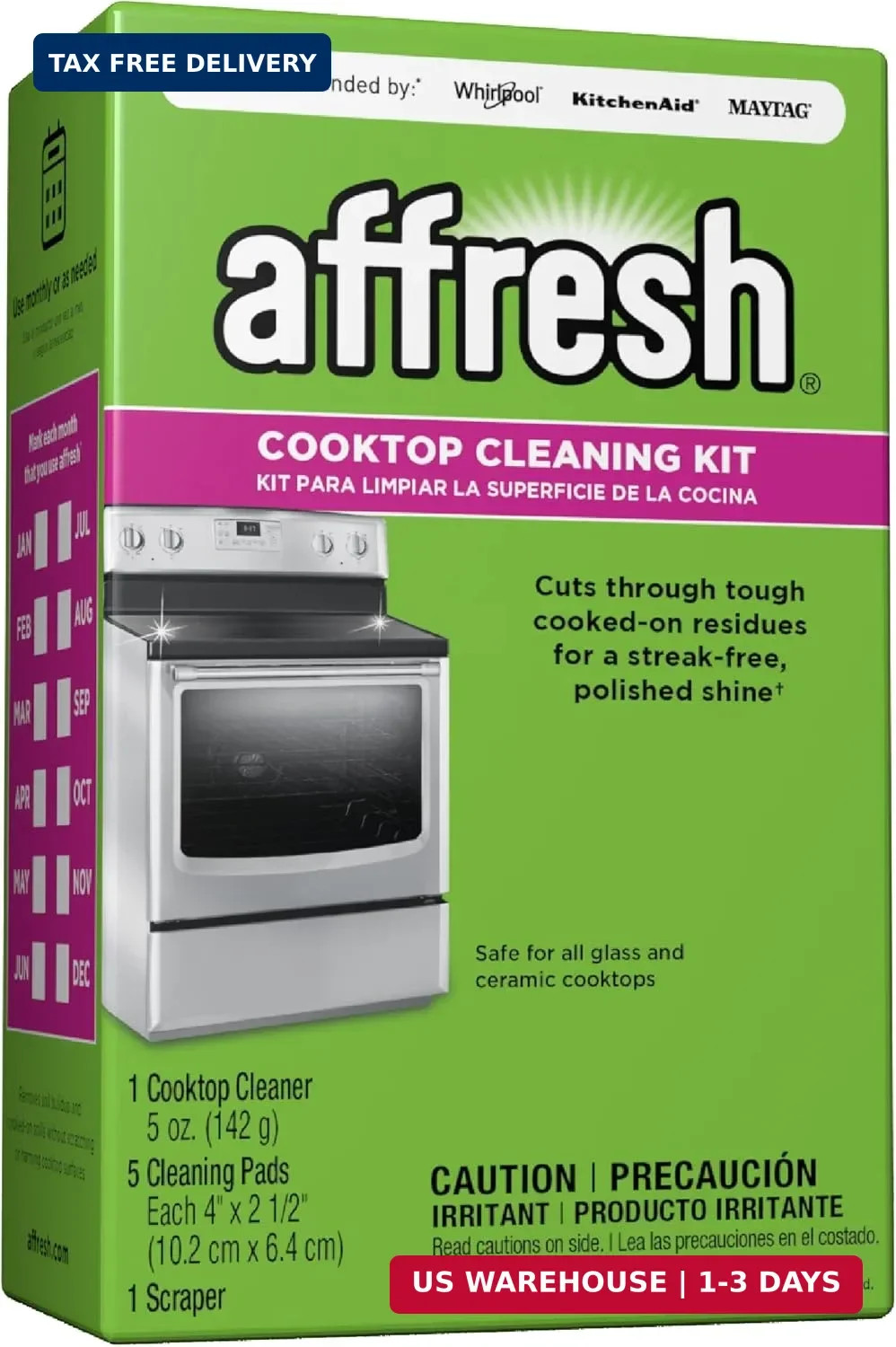 Affresh Cooktop Cleaning Kit, Safe for Glass & Ceramic Cooktops, Includes 5 oz c