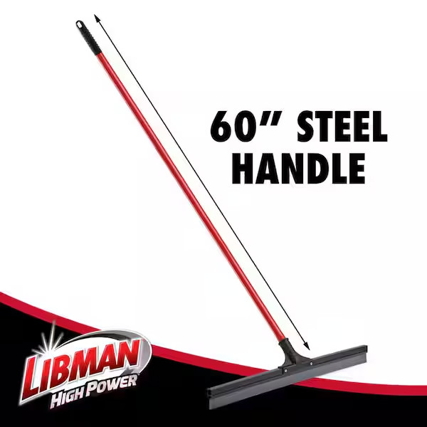 24″ Floor Squeegee Heavy Duty Rubber Blade Multi Surface Cleaner Steel Handle