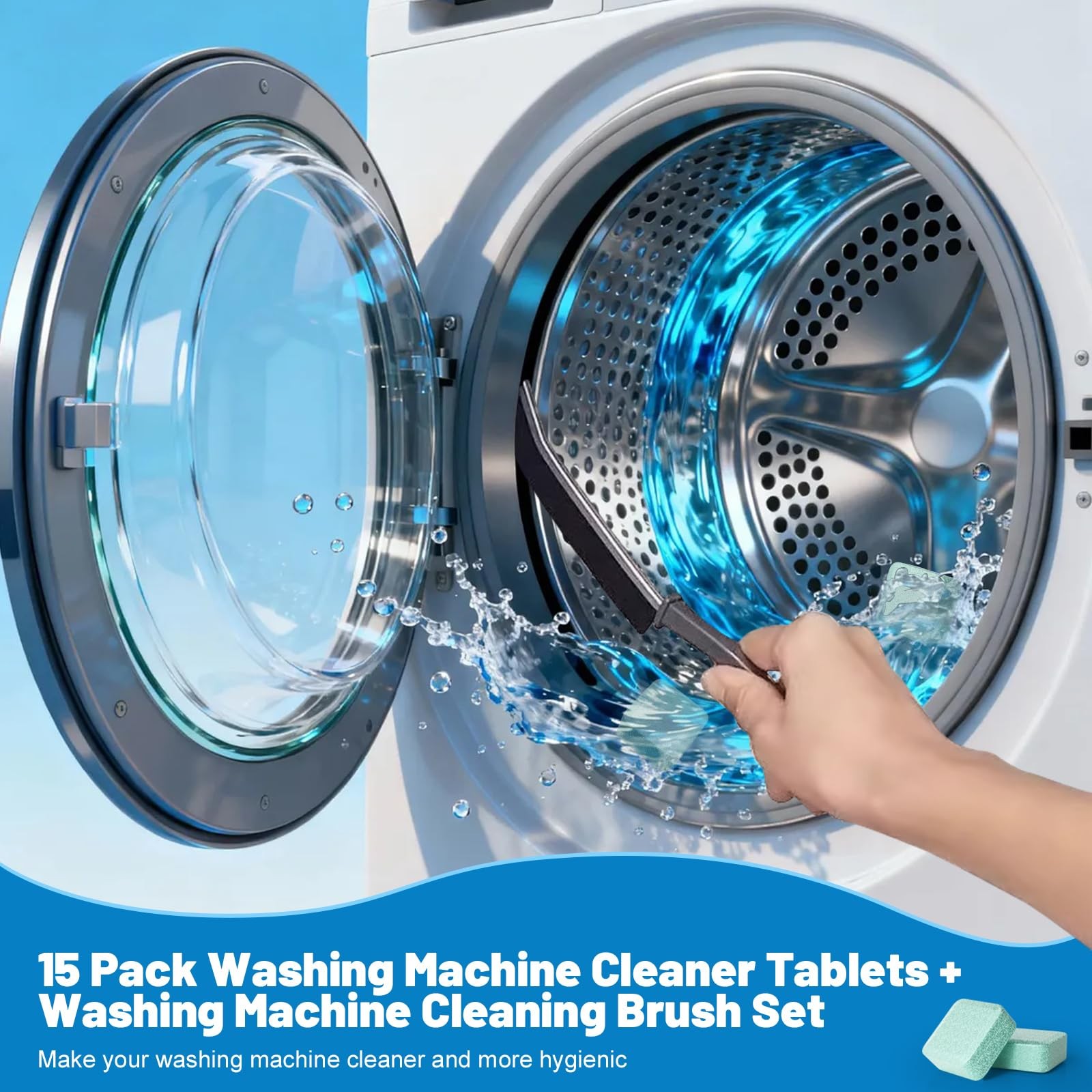 Washing Machine Cleaner, Washer Machine Cleaner 15 Pcs + Dryer Vent Cleaner K…