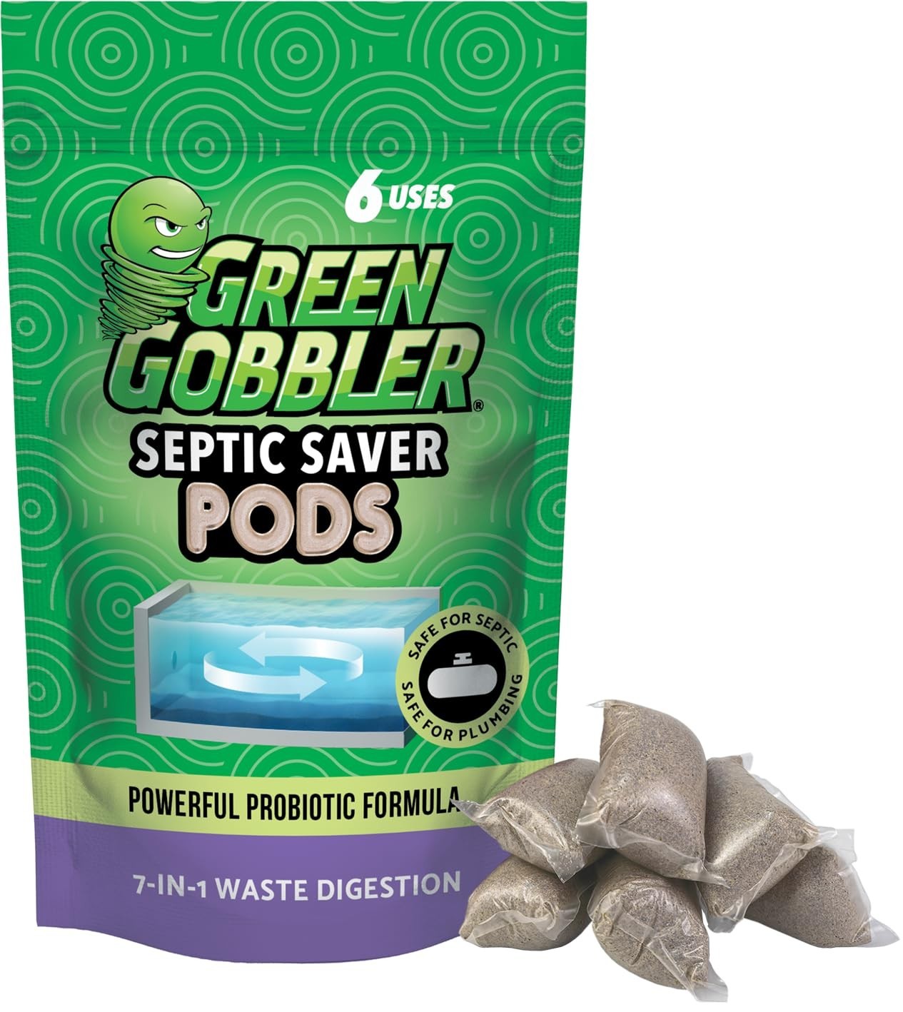 Septic Tank Enzyme Treatment Packets – 6 Month Supply, Natural Bacteria for Back