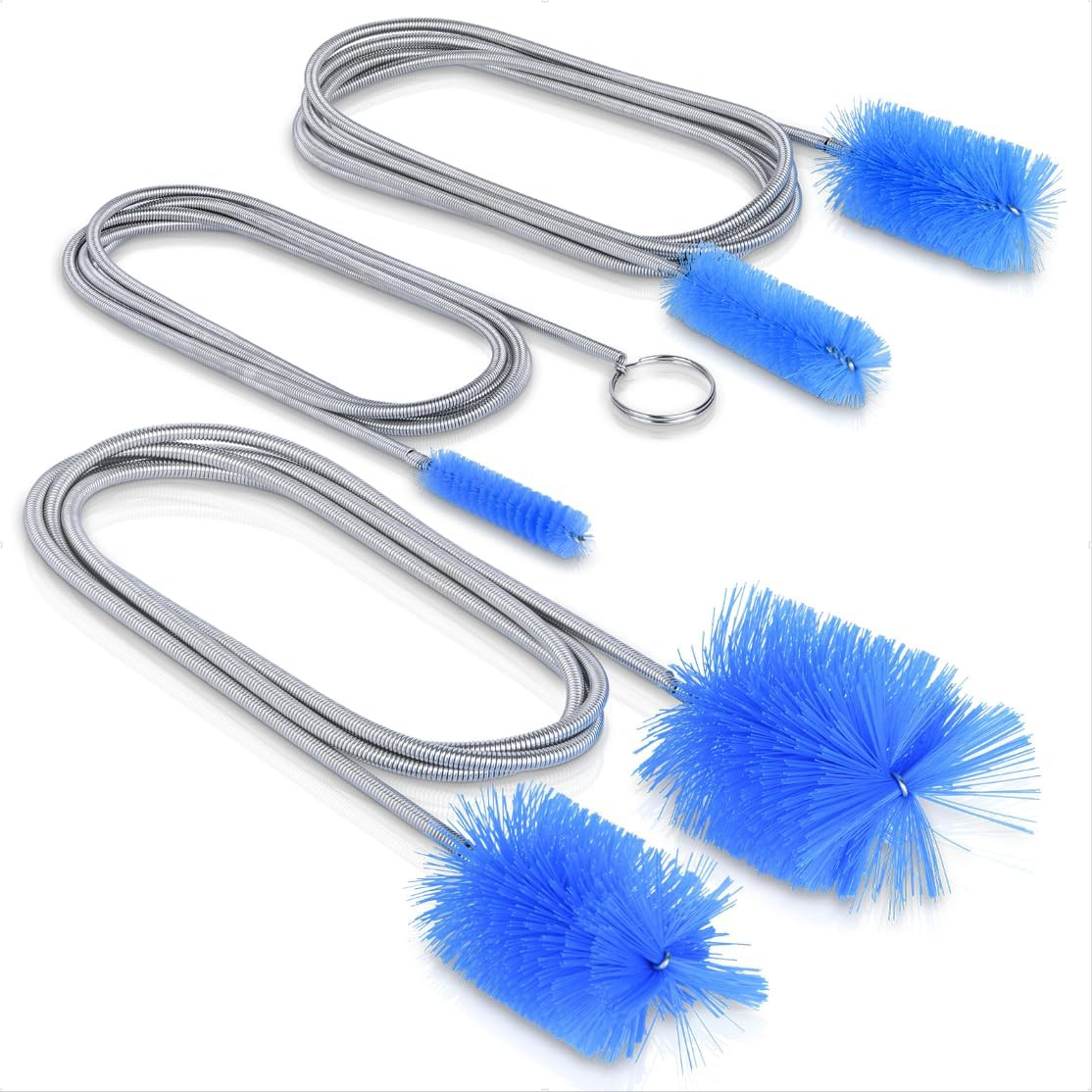Flexible Long Drain Brush Set, Premium 3 Piece Kit with Double Ended and Stainle