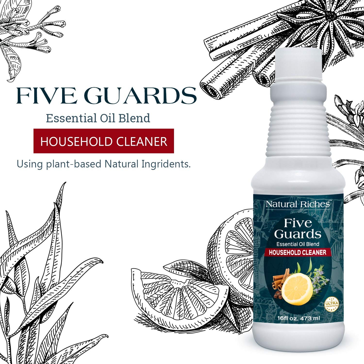 Natural Riches Household Cleaner Concentrate Five Guards 16 Fl Oz (Pack of 1)