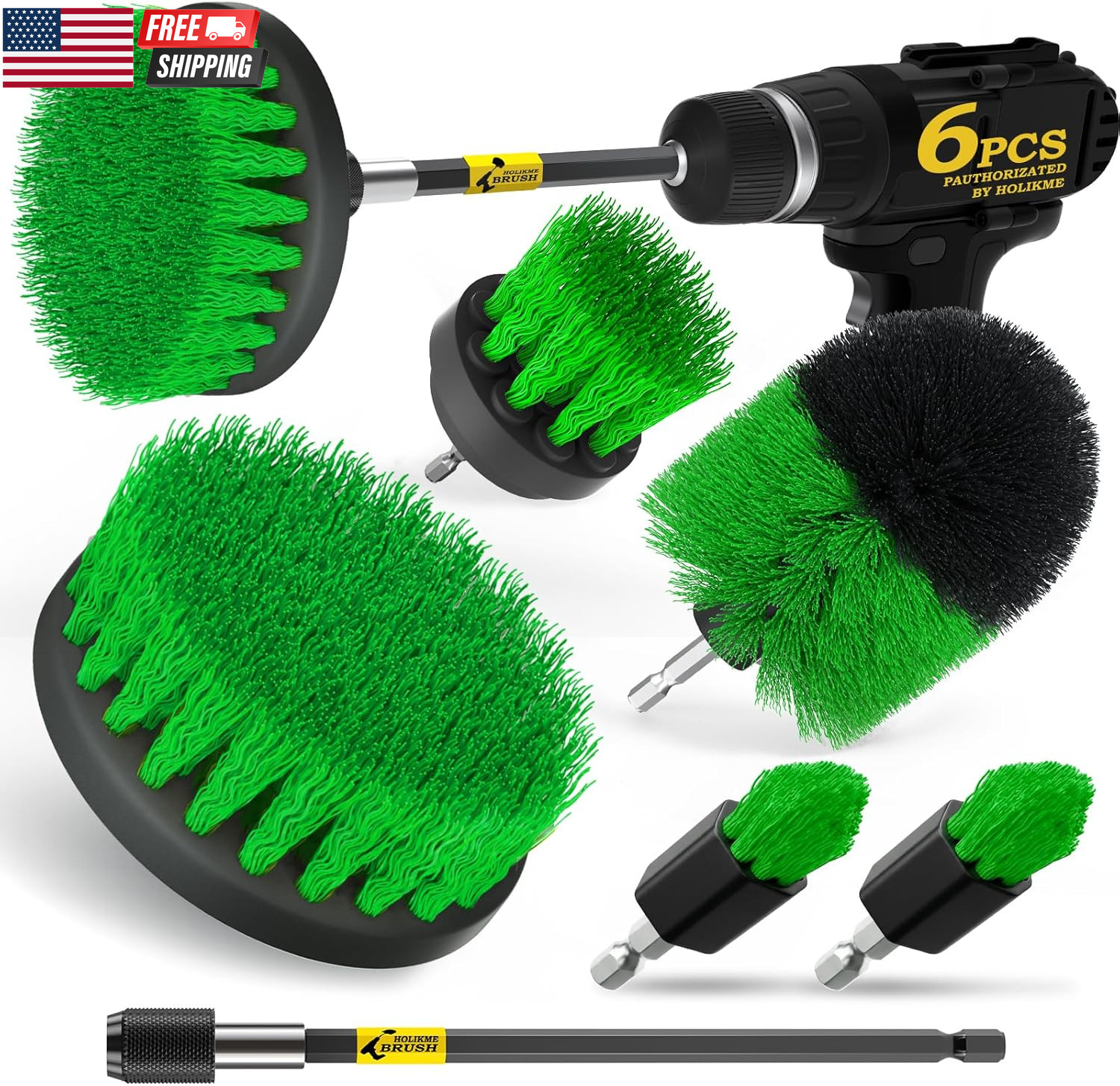 6Pack Drill Brush Power Scrubber Cleaning Brush Extended Long Attachment Set All