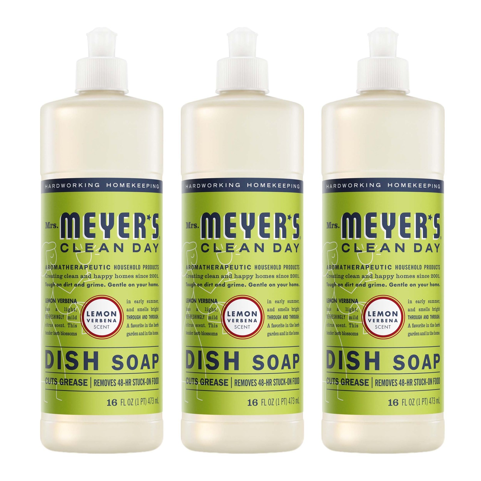 CLEAN DAY Liquid Dish Soap, Lemon Verbena, 16 fl. oz – Pack of 3