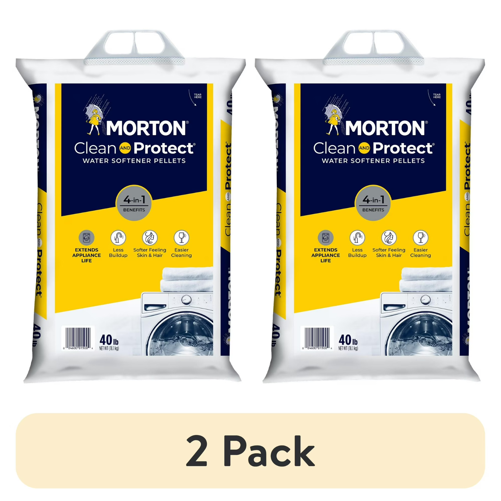 Morton Water Softener Salt Pellets 40 lb 2-Pack – Clean & Protect
