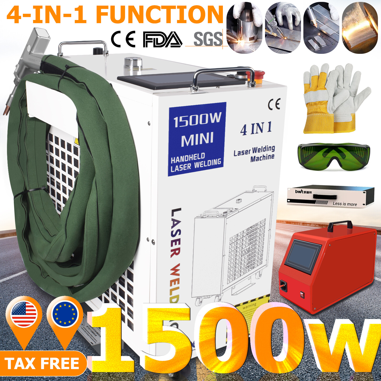 【IN US】Handheld 1500W Fiber Laser Welding Machine For Metal Cutting Rust Removal