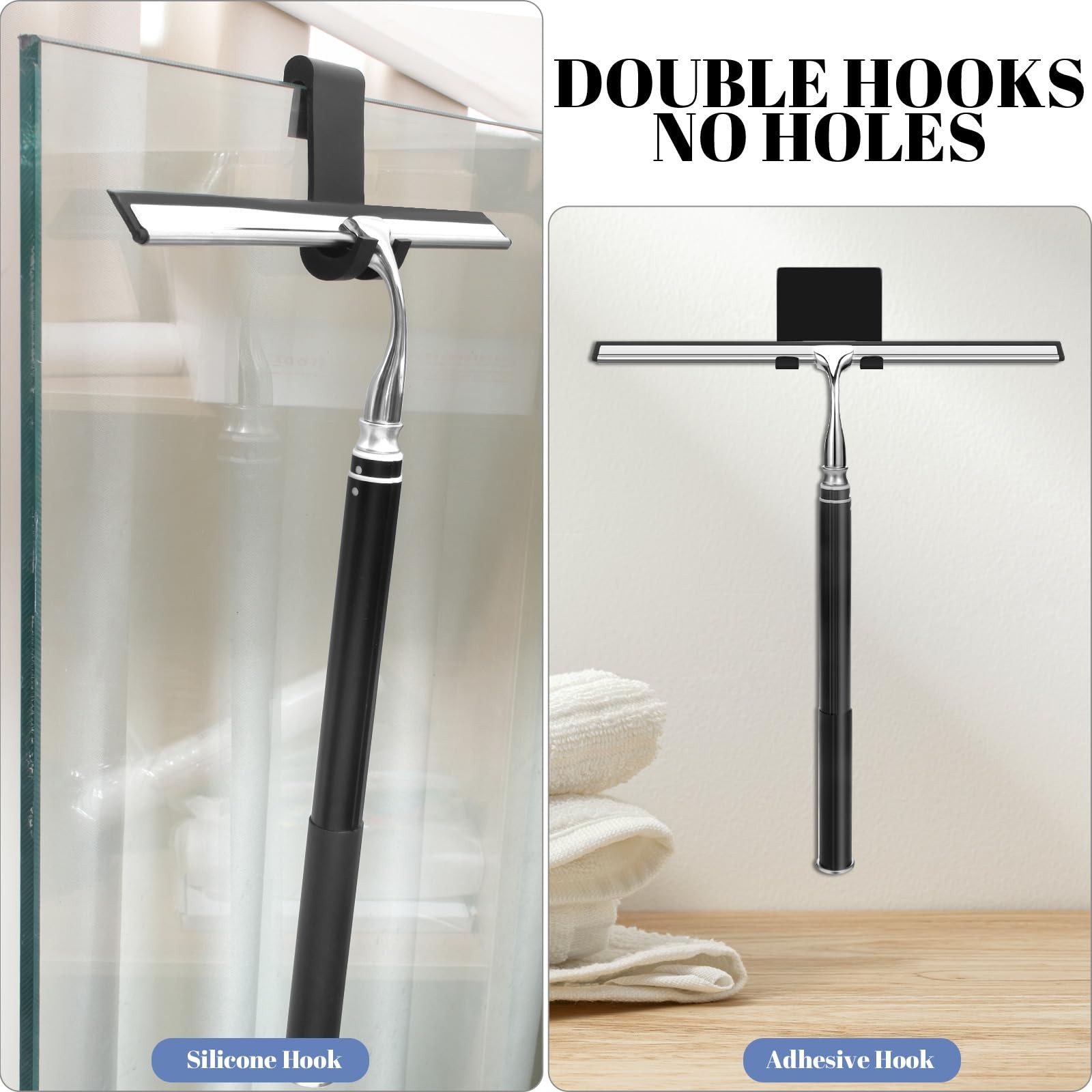 Shower Squeegee with Long Handle,Window Squeegee with Extension Pole Squeegee…