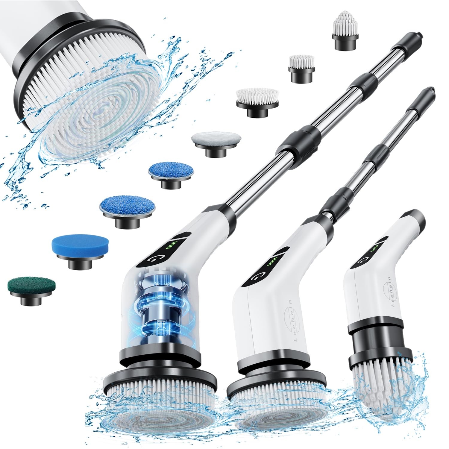 Electric Spin Scrubber, Cordless Cleaning Brush with 8 Replaceable Brush Head…