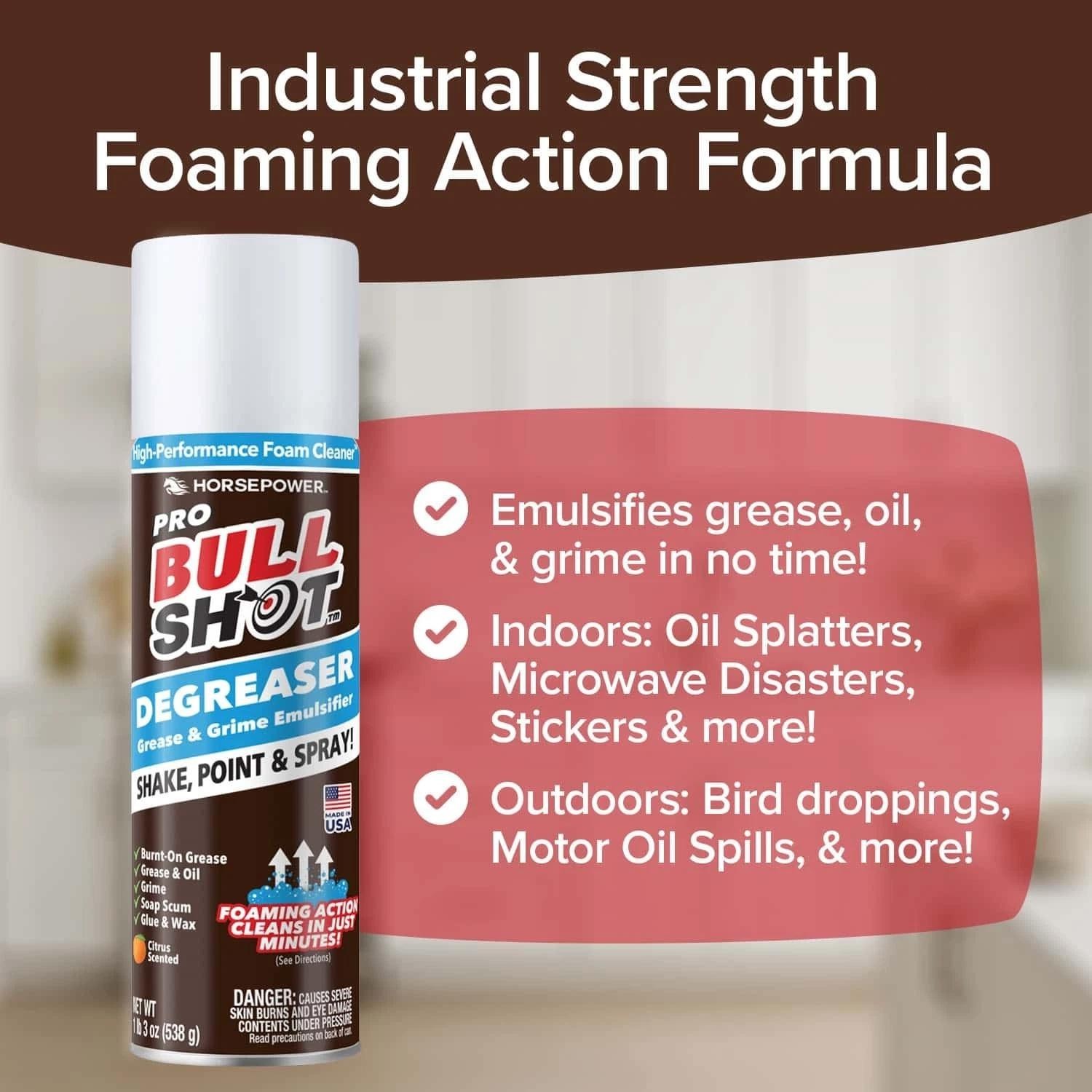Bull Shot Degreaser Pro Foaming Grime Remover Spray Made in USA……..