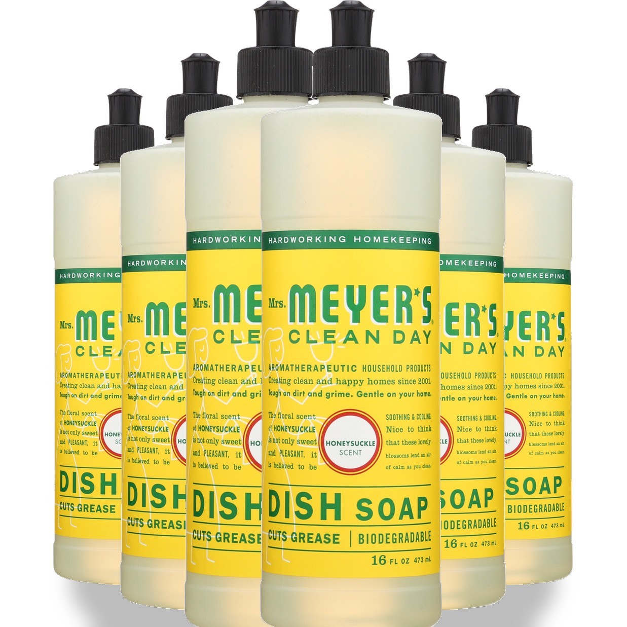 Mrs. Meyers Honeysuckle Mrs Clean Day Dish Soap 16 Oz 6 Pack