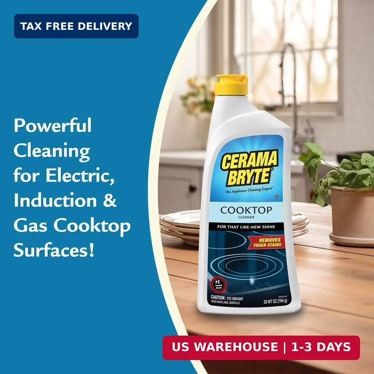 Cerama Bryte Cooktop Cleaner for Glass-Ceramic Surfaces, 18 oz, 2 Pack