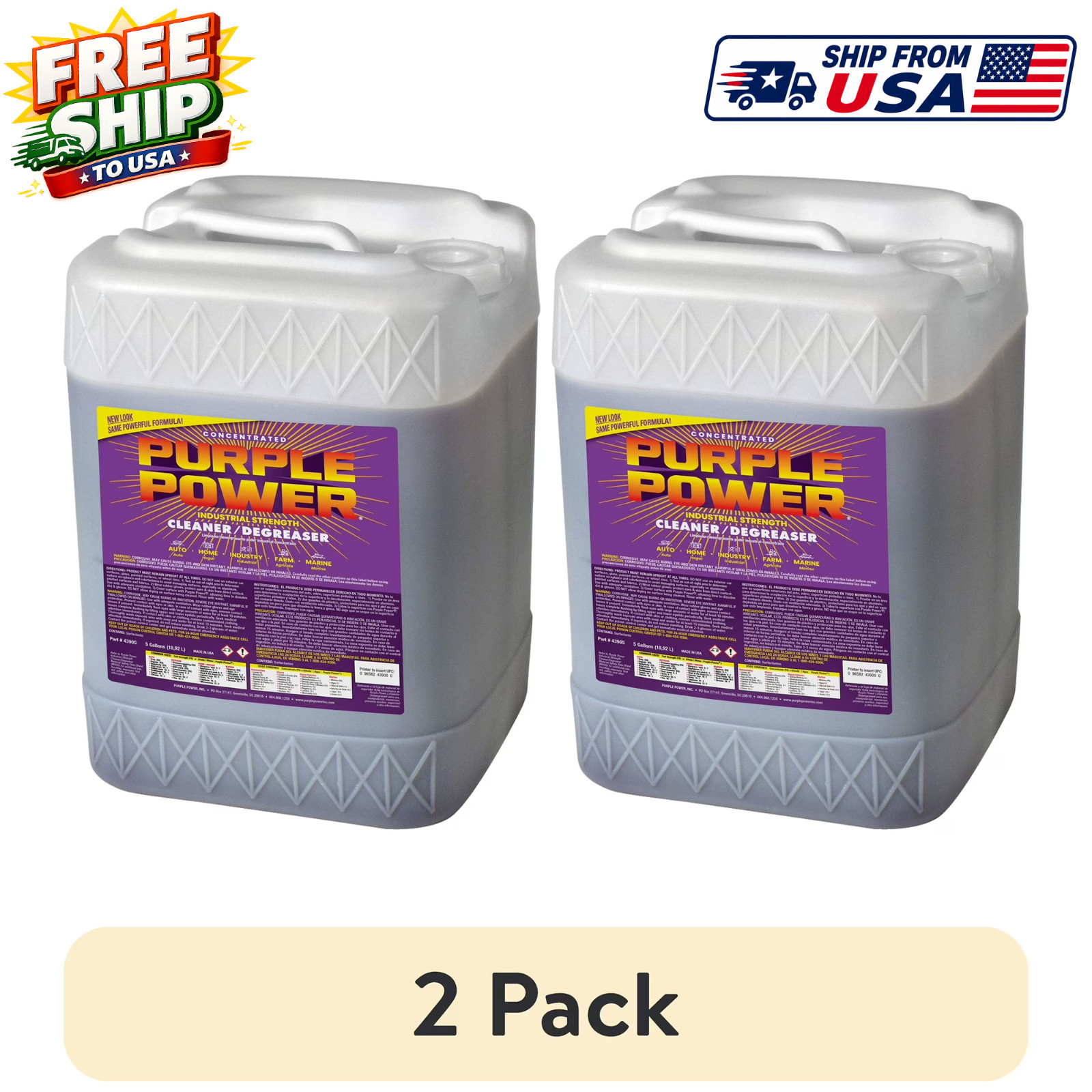 (2 pack) Purple Power Industrial Strength Cleaner and Degreaser, 5 Gallon
