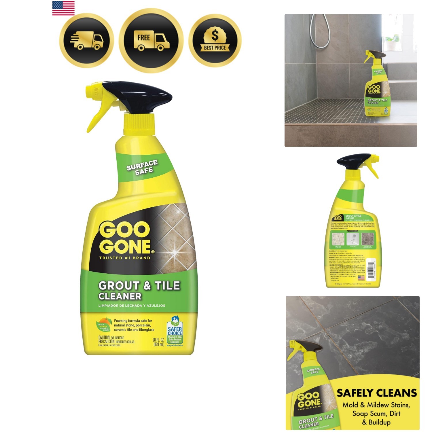 Grout & Tile Cleaner – 28 Ounce – Removes Tough Stains Dirt Caused By Mold Mi…