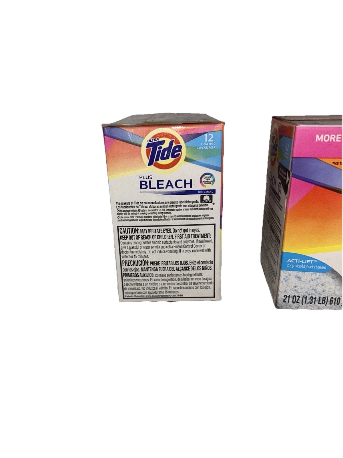 Tide Plus Bleach Acti-Lift Crystals Laundry Detergent Powder 21 oz Each Lot 2