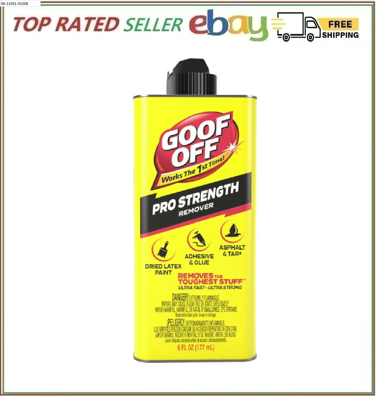 Goof Off Professional Strength Latex Paint and Adhesive Remover, 6 fl. oz.
