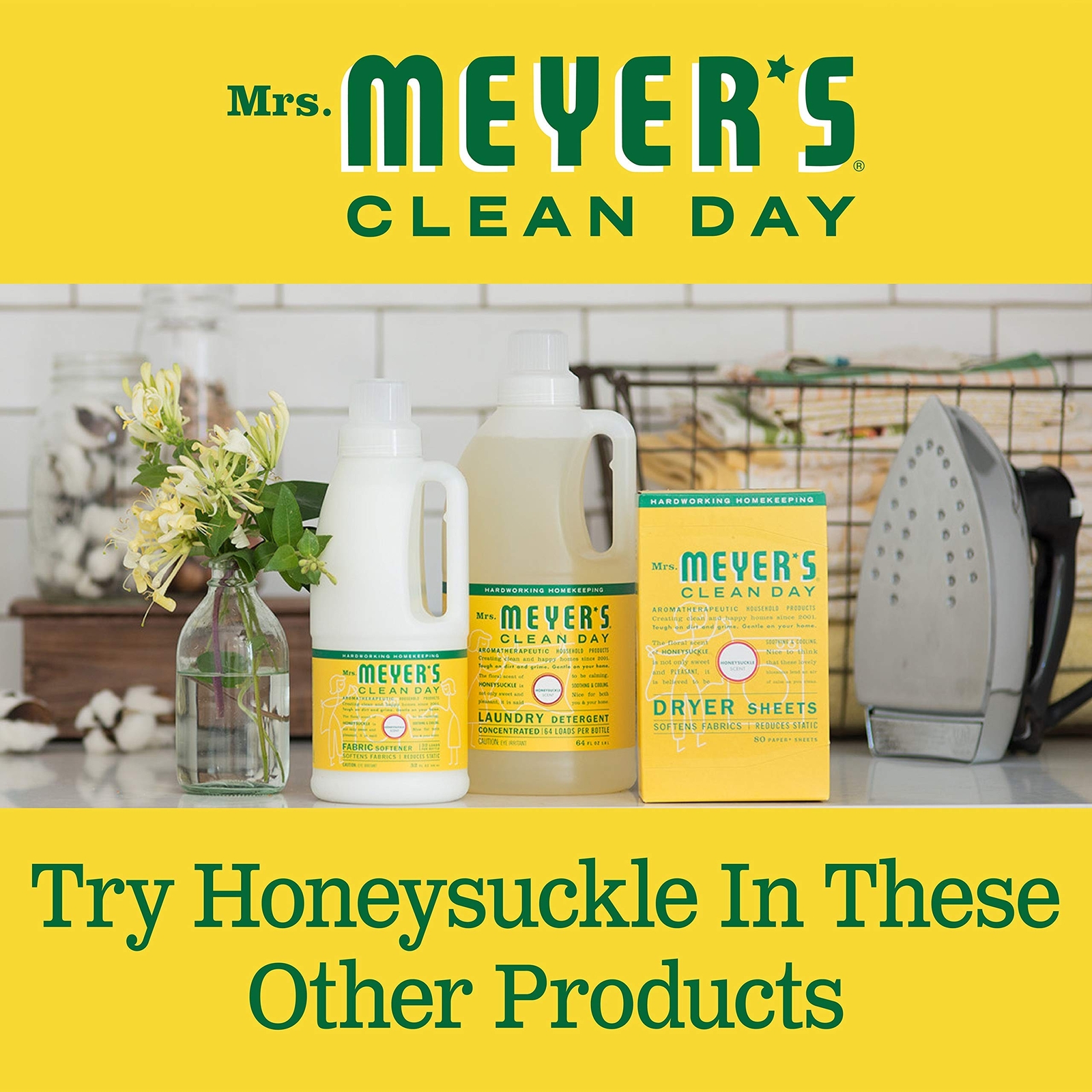 Mrs. Meyer’s All-Purpose Cleaner Spray, Honeysuckle, 16 fl. oz – Pack of 3