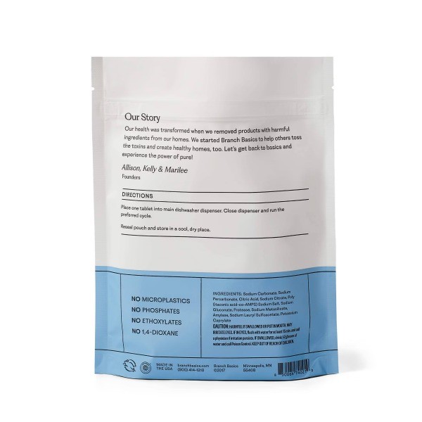 Branch Basics Fragrance-Free Dishwasher Tablets – 38ct: Dye-Free