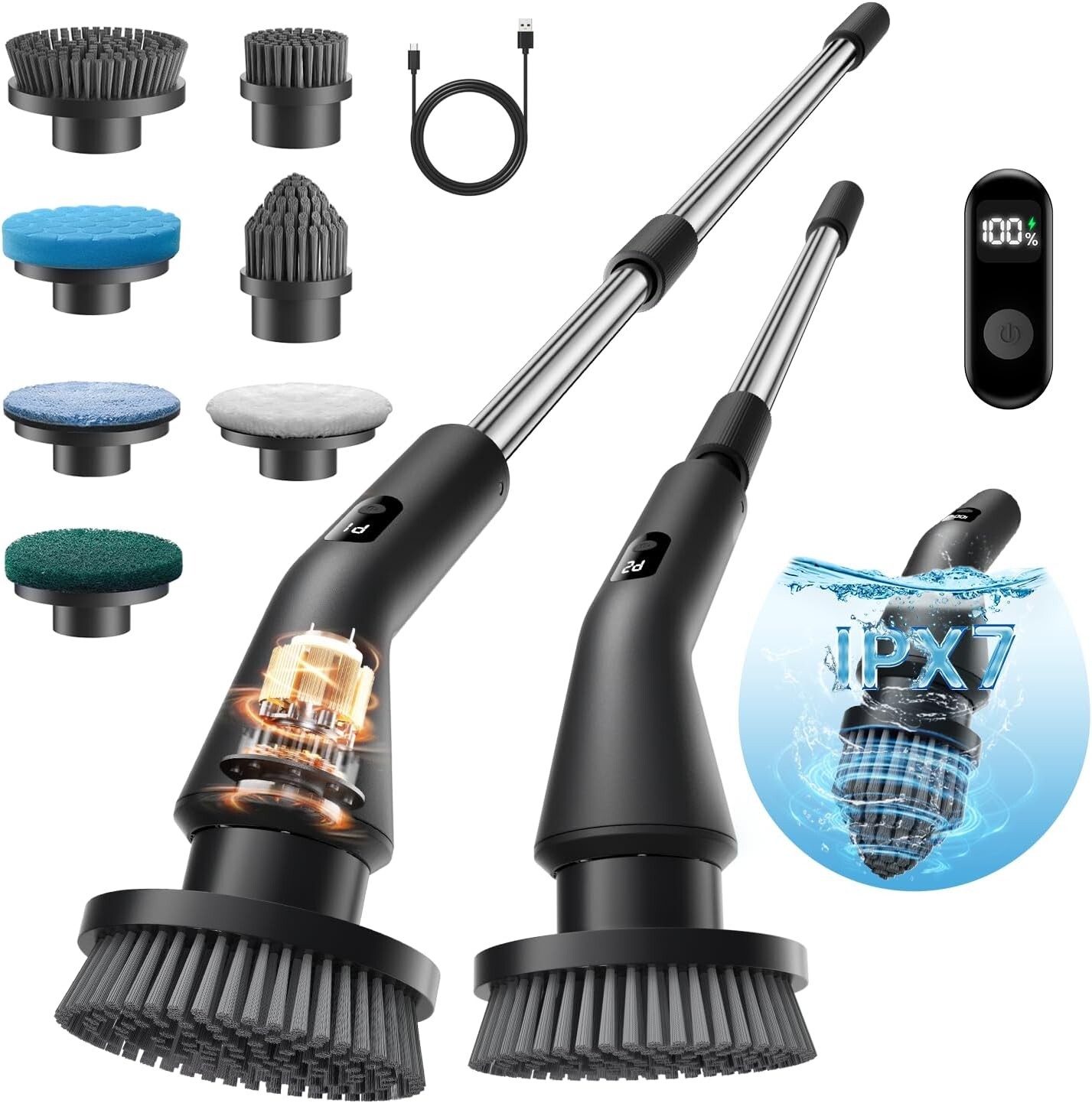 Electric Spin Scrubber, Cordless Cleaning Brush Scrubber for Home, IPX7 Water…