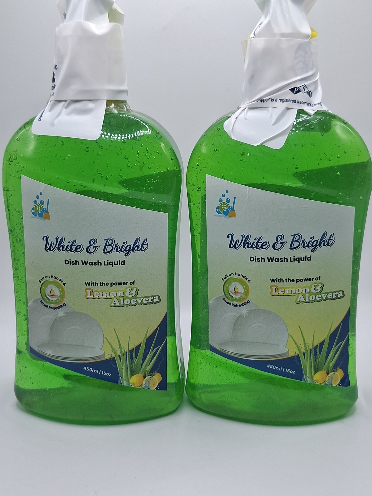 Lot of 2 White & Bright Dish Wash Liquid, 450ml/15oz