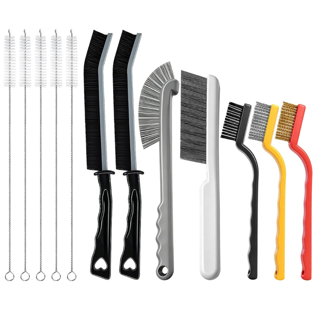 12PCS Crevice Cleaning Brush Set Hard Bristle Grout Tile Cleaner Bathroom Kitche