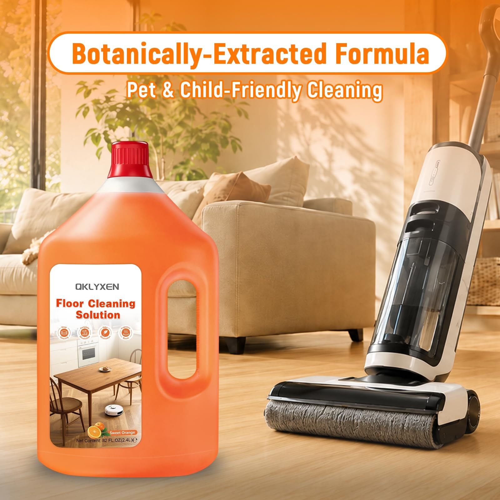 Floor Cleaning Solution Compatible with Roborock – 82 fl oz Orange Floor Clea…