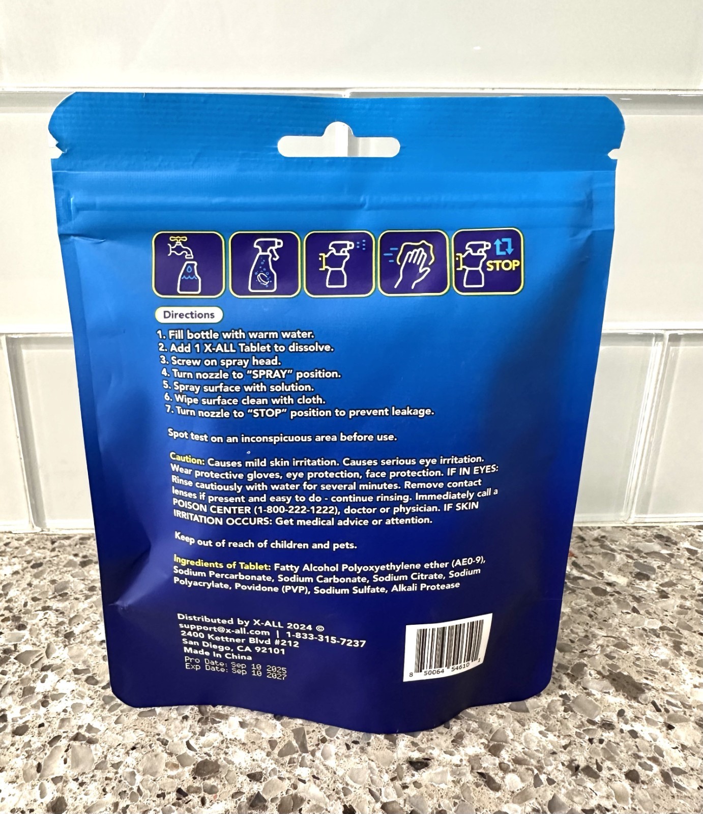 X-ALL Multipurpose Cleaning 1 Package of 5 Tablets New and Sealed