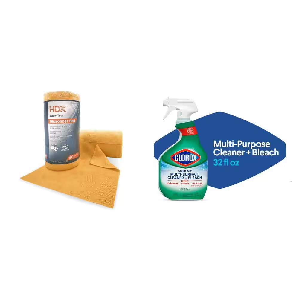 50 Count Microfiber Cloth Roll 32oz All-Purpose Cleaner Spray Household Kit