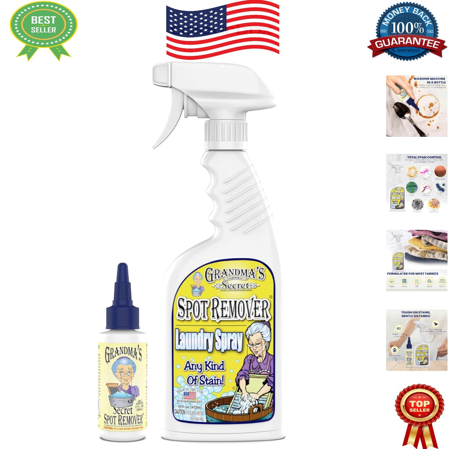 Gentle Fabric Stain Remover Spray – Non-Toxic, Bleach & Chlorine Free DUO