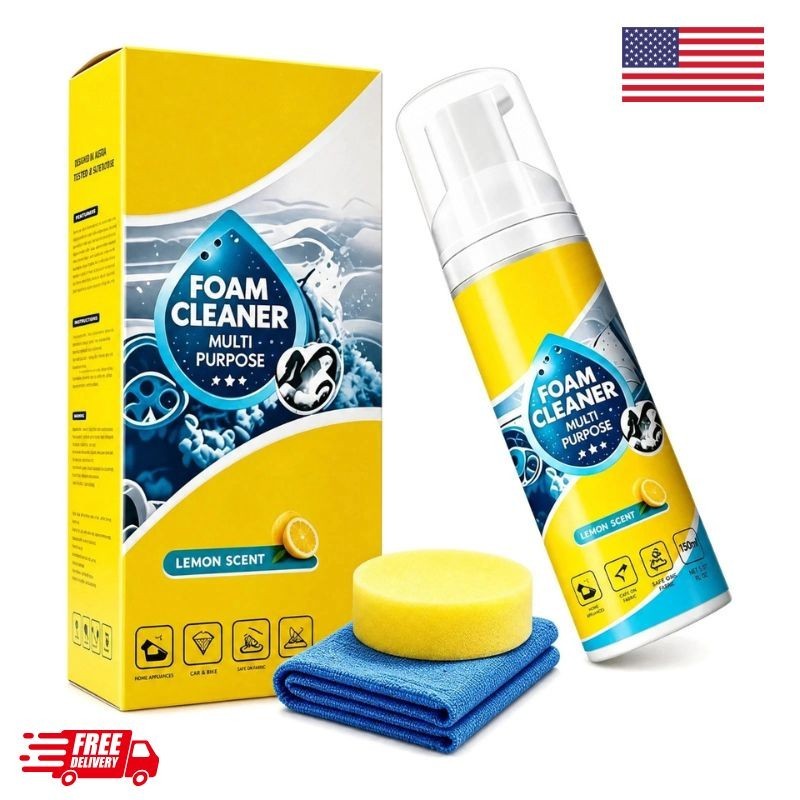 4-in-1 Multi-Enzyme Foam Cleaner, All-Purpose Spray 5oz with Sponge & Towel