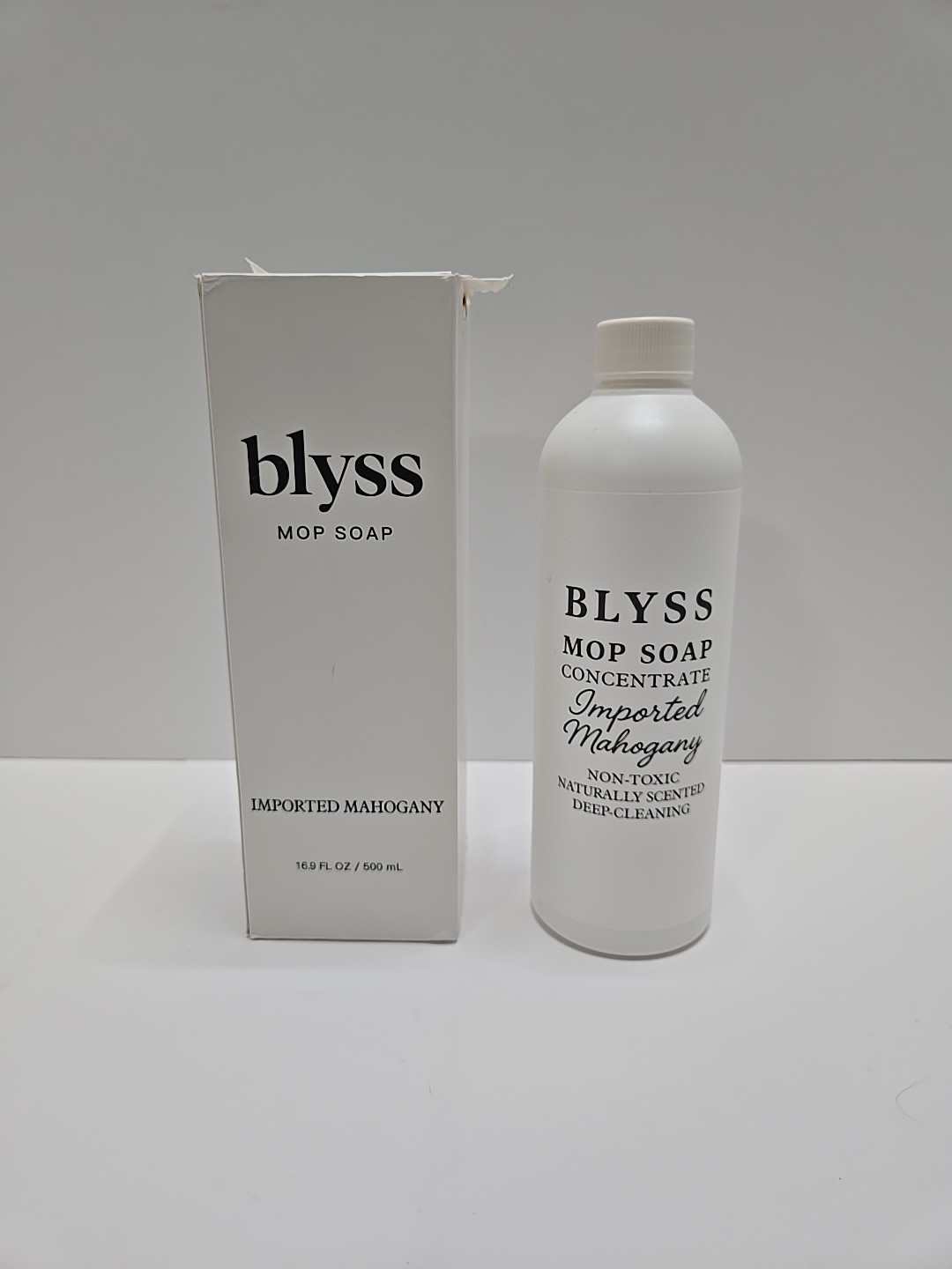 Blyss Mop Soap Concentrate Imported Mahogany 16.9 Fl Oz NEW Open Box Sealed