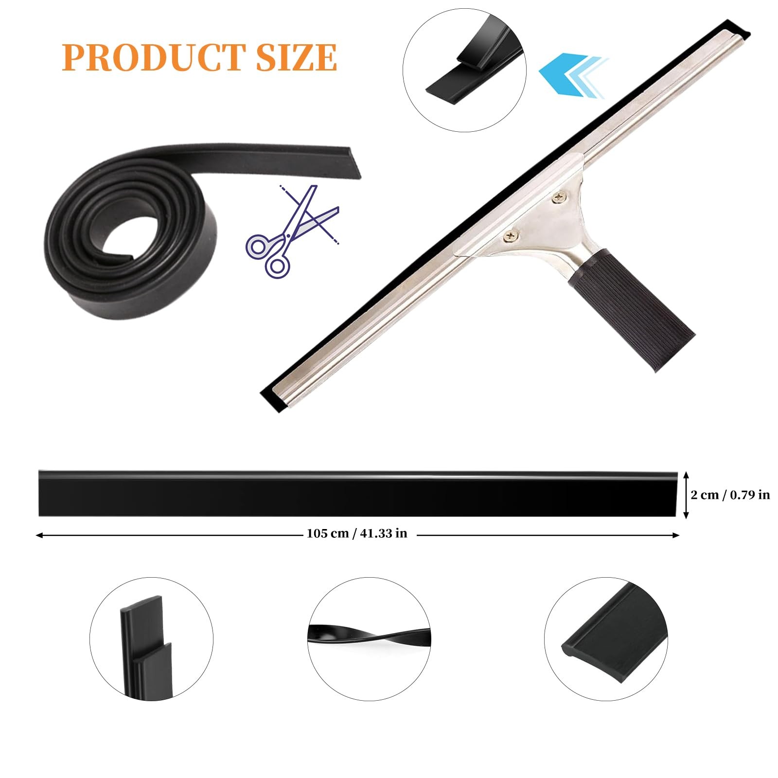 2 Pcs 41 Inch Squeegee Replacement Rubber Blade, Household Silicone Squeegee …