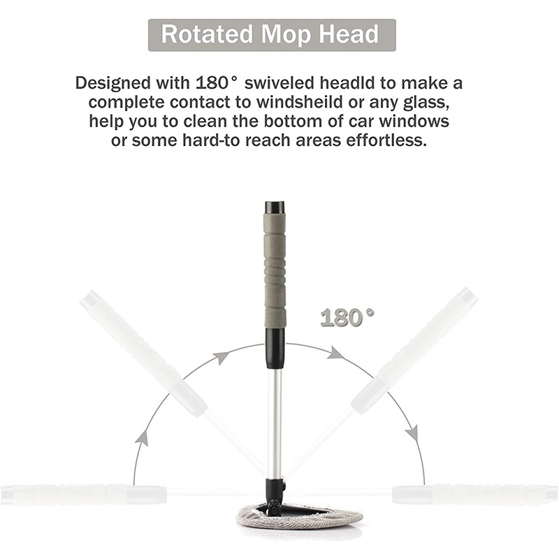Auto Windshield Cleaning Tool Extendable Window Cleaner Brush Glass Wiper w/ Pad