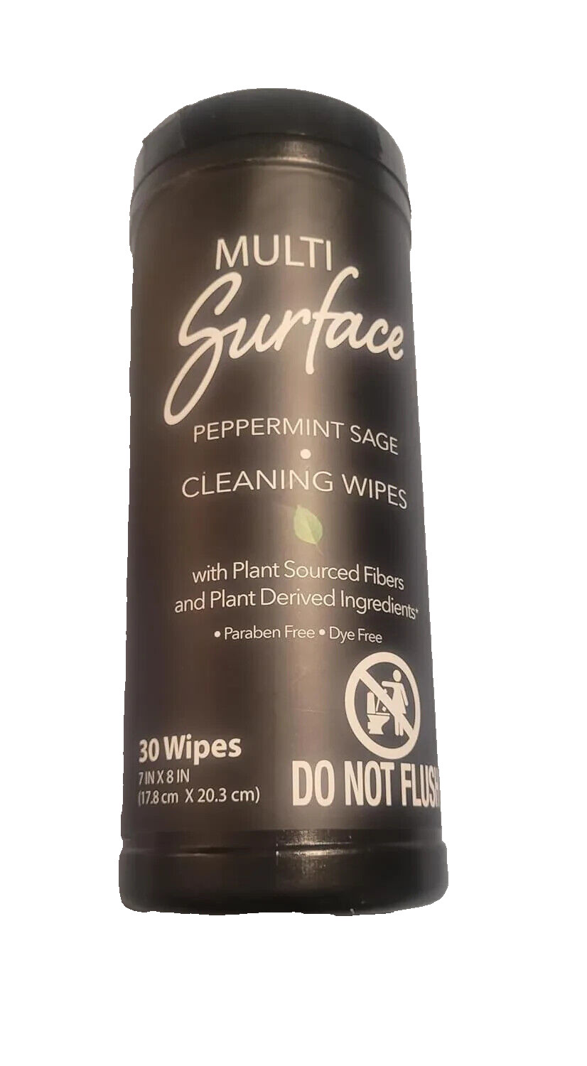 Plant Based Multi Surface Cleaning Wipes Peppermint Sage 30ct , Paraben Free