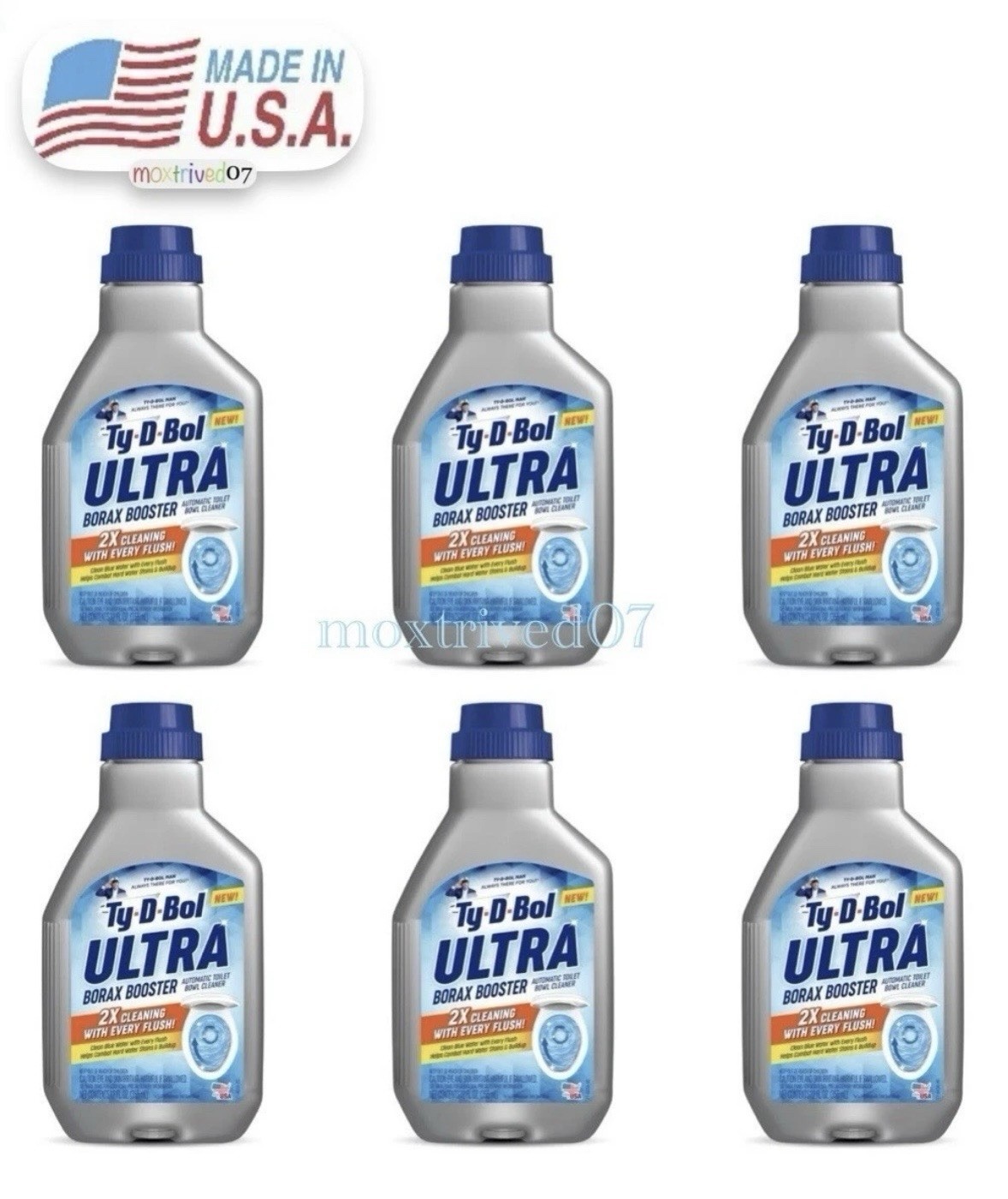 6 Pack Ty-D-Bol® BLUE ULTRA BOOSTER IN TANK LIQUID FOR TOILET BOWL 2X CLEANER