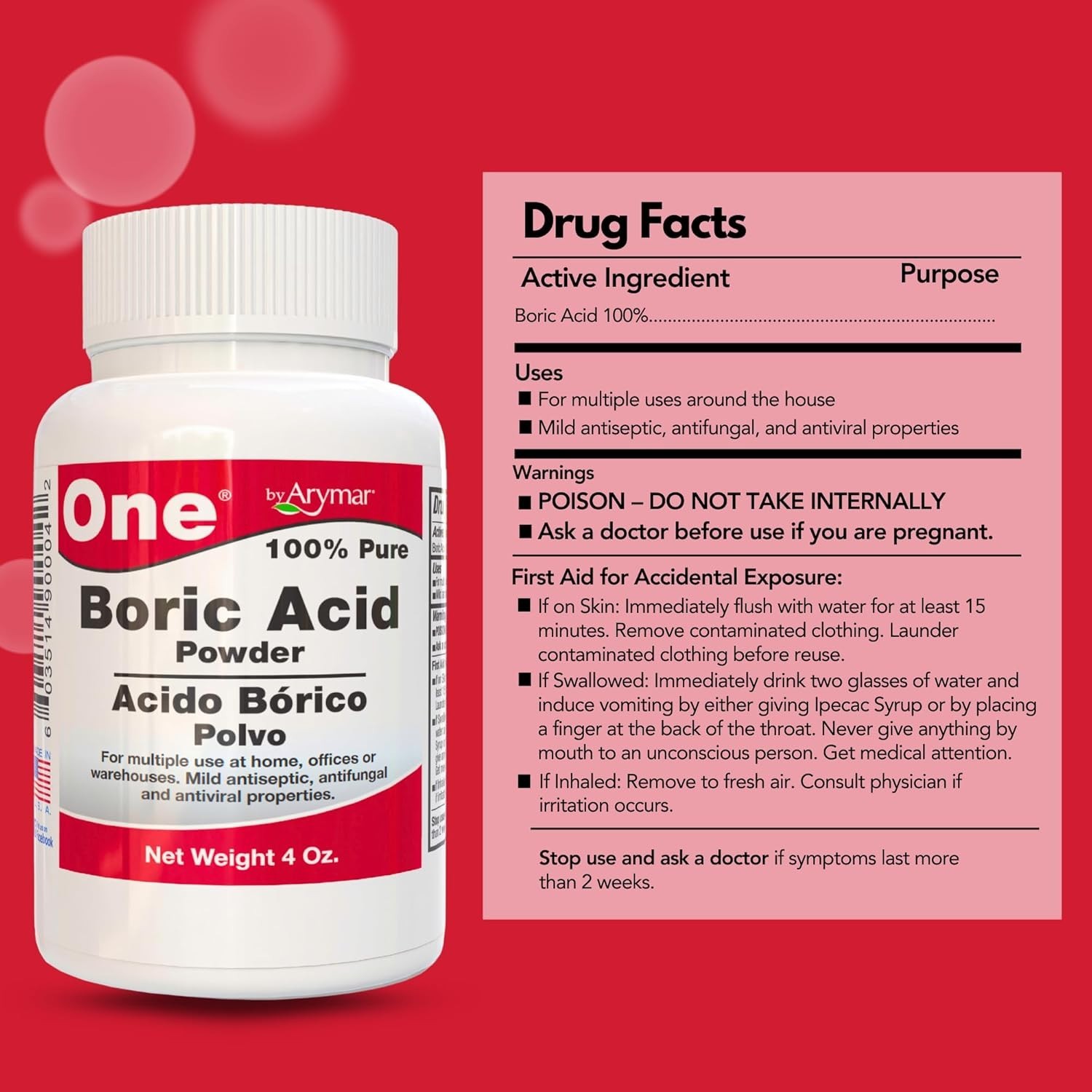 Made in USA 4oz Boric Powder – Safe & Effective Household Cleaning Solution