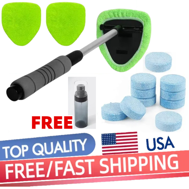 Windshield Cleaning Tool Kit Car Window Glass Wiper Cleaner Brush Pad Extendable