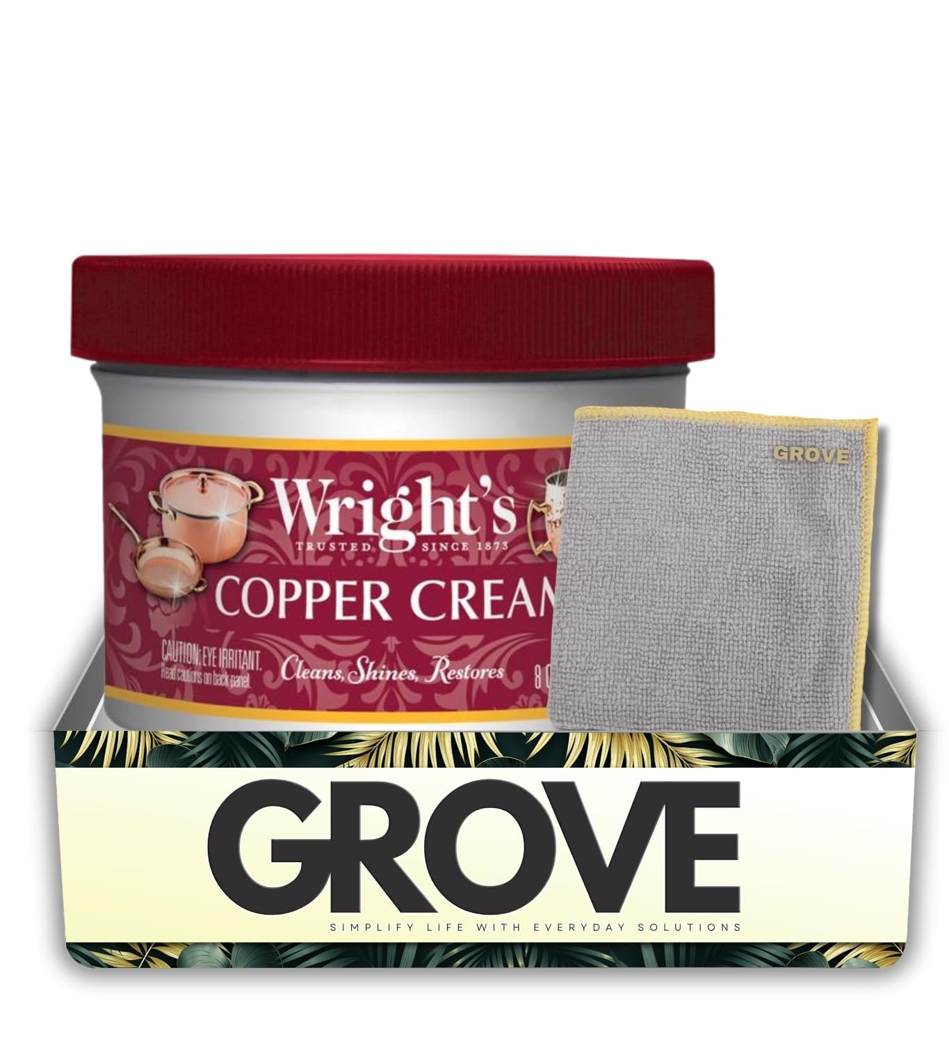Wright’S Mild Scent Copper Cleaner 8 Oz Cream Bundle with Microfiber Cloth – Cre