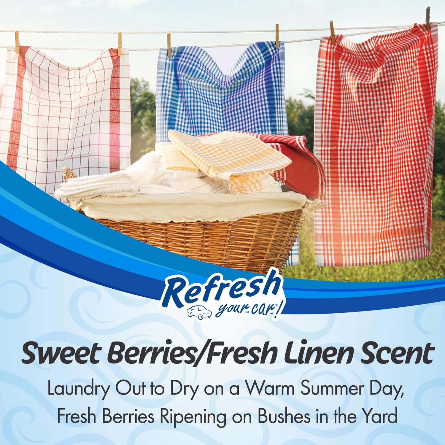 Refresh Your Car! RMD277-6AME Sweet Berry/Fresh Linen Mini Car Diffuser 0.1 oz.