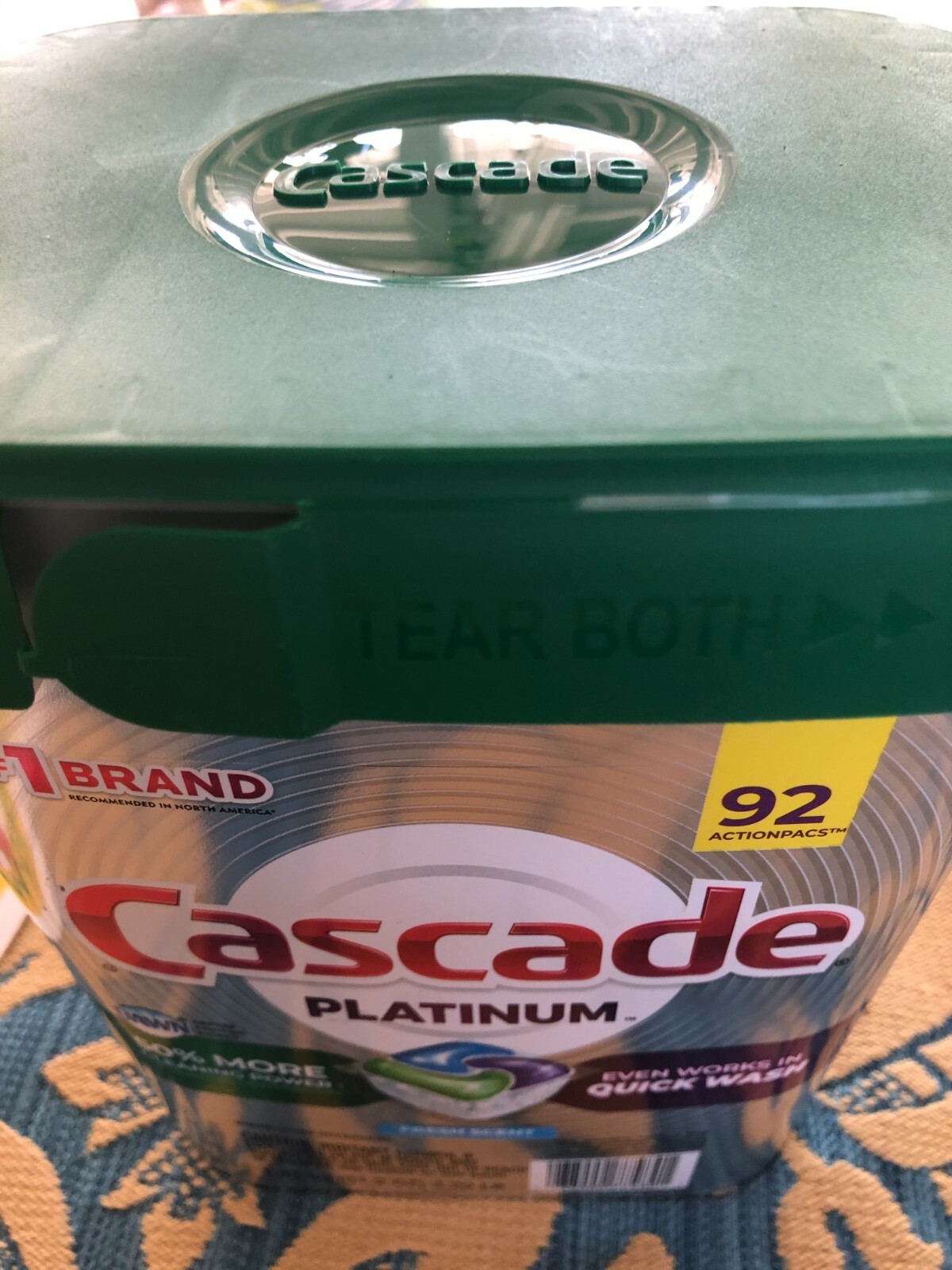 Cascade Platinum ActionPacs Dishwasher Detergent – 92 Count Fresh Scent