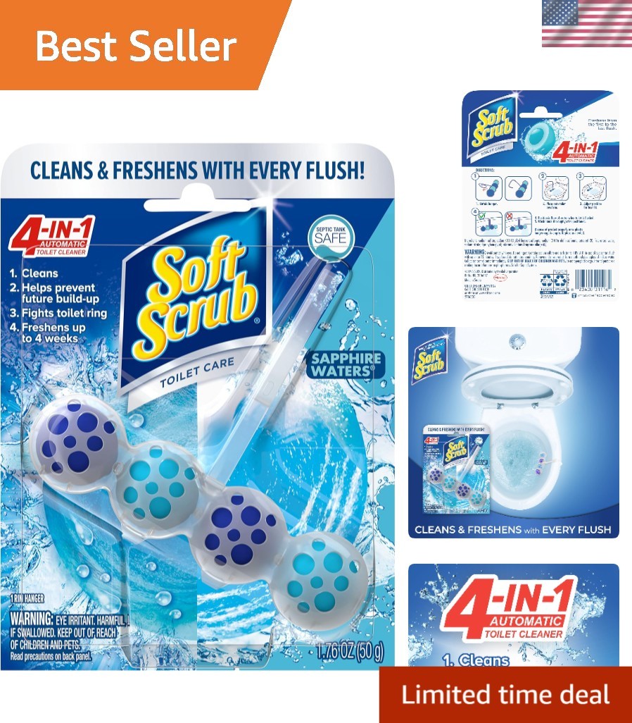 Toilet Cleaner 4-in-1, Sapphire Waters – Fights Rings & Lasts 4 Weeks, 50g