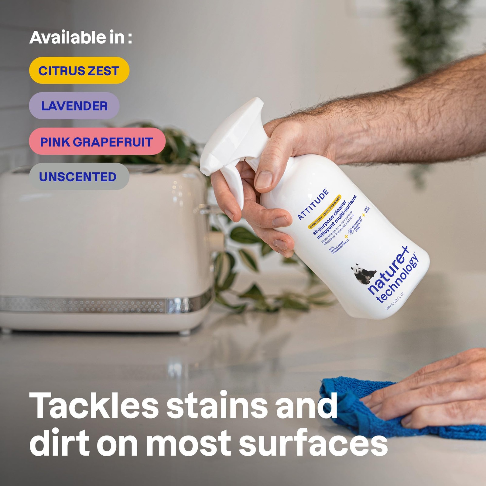 Attitude All Purpose Cleaner Spray | Ewg Verified | 94 Plant-based | Citrus Zest