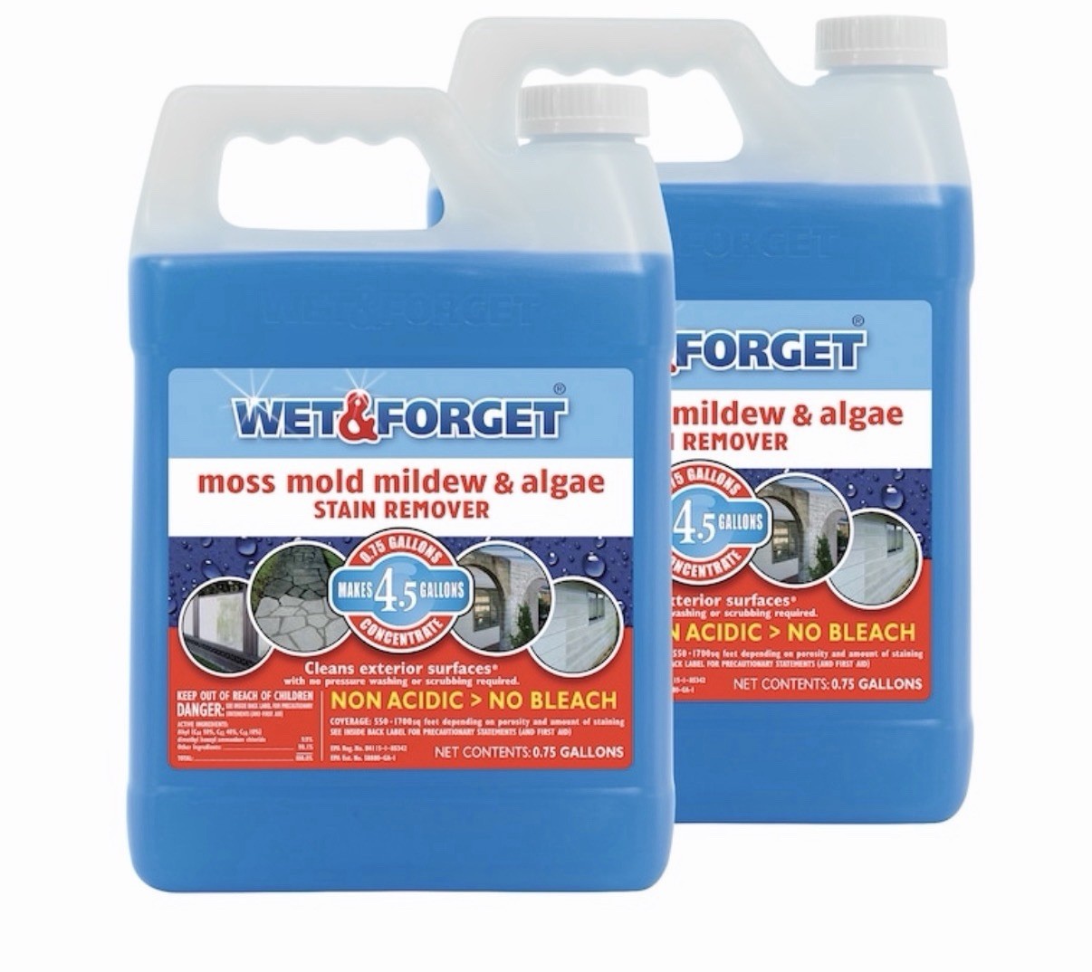 2 PACK Wet & Forget Outdoor Cleaner Concentrate 0.75 Gallon MAKE 9 Gallons TOTAL
